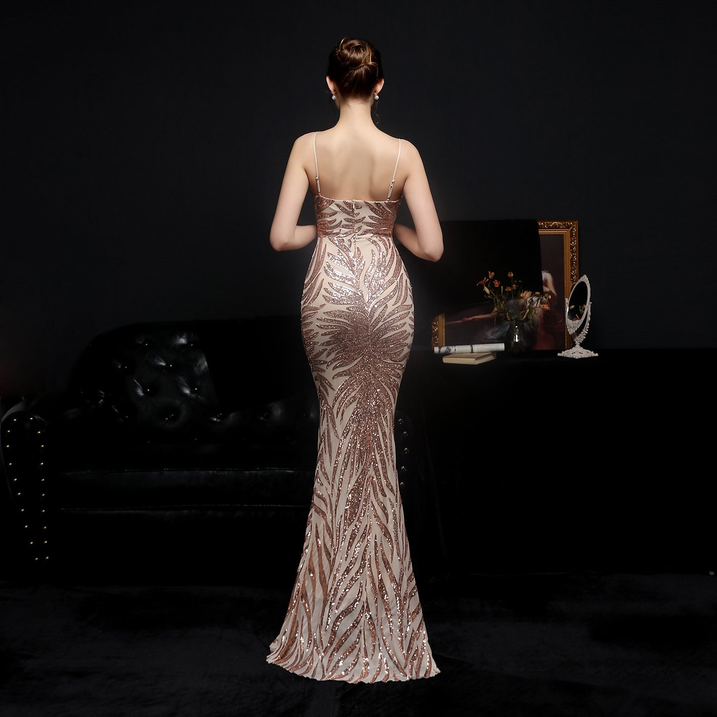 Sequined Fishtail Formal Dress Performance Etiquette Evening Dress Formal Gown