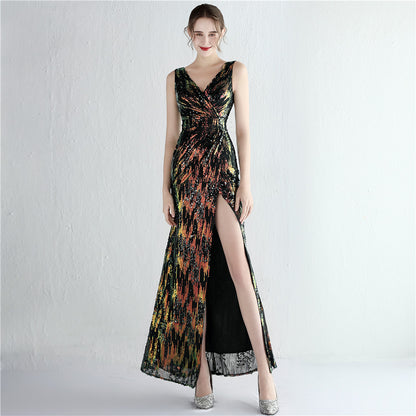 Sequin Ladies Cocktail Split Long Sequined Aura Queen Dinner Fishtail