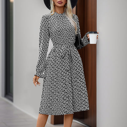 Robe à lacets avec impression abstraite géométrique, automne hiver