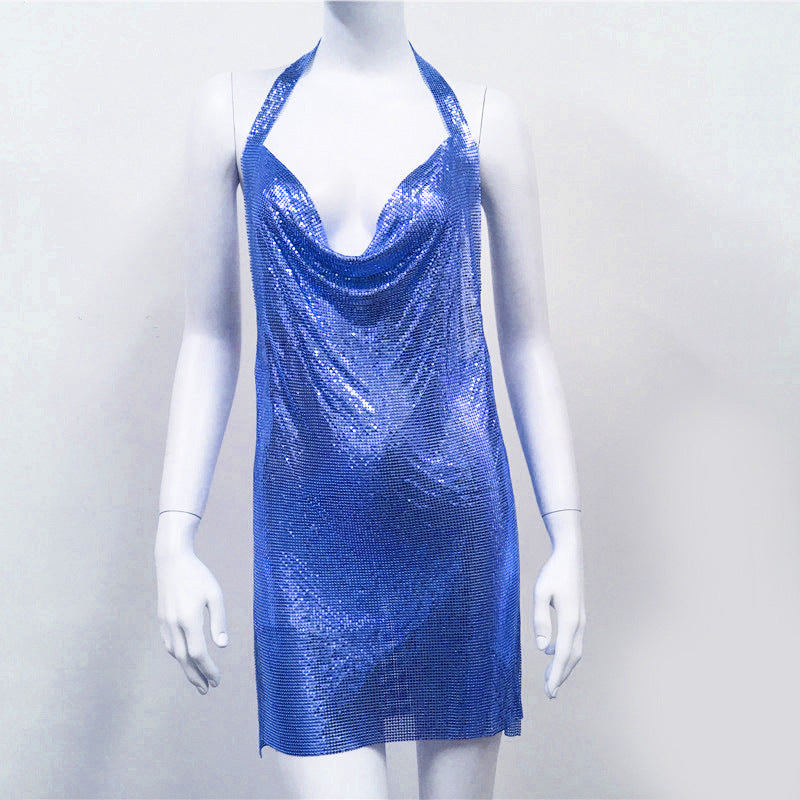 Vêtements pour femmes Robe à sequins en métal Robe sexy de soirée en boîte de nuit Robe sexy à enfiler