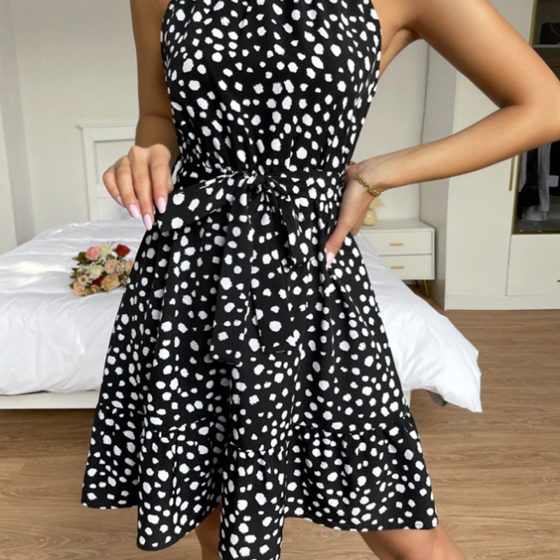 Robe d'été sans manches pour femmes, robe de plage à col licou