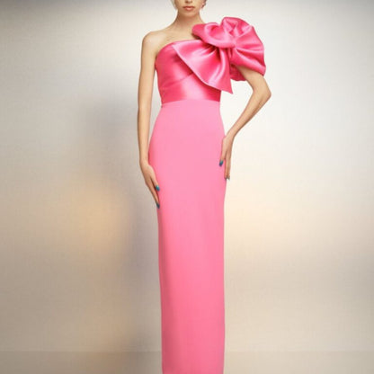 Robe longue bandage rose