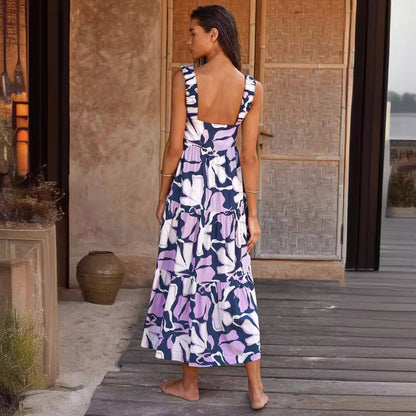 Robe d'été Sexy pour femmes, vêtements d'été, écharpe, dos nu, imprimé, robe de plage, de vacances