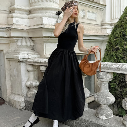 French Round Neck Sleeveless Pullover A Swing Casual Dress Autumn Dress Women