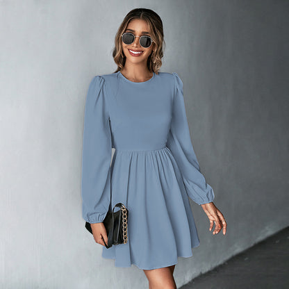 Robe trapèze Sexy pour femmes, vêtements frais et doux, coupe à la taille, dos nu, manches longues