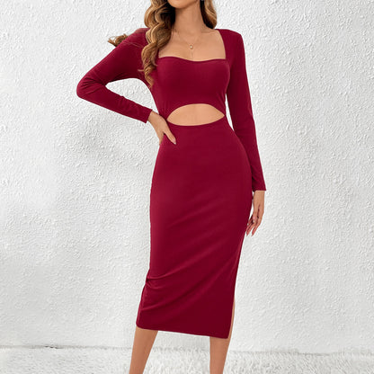 Sexy Sexy Design Waist Hollow Out Cutout Figure Flattering Side Slit Hip Dress