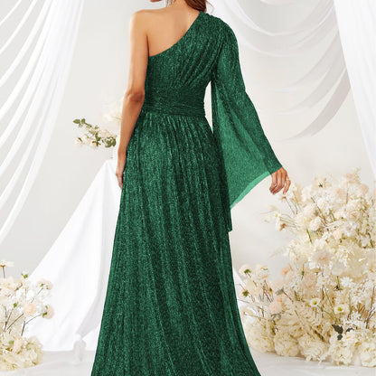 One Shoulder Evening Dress Cocktail Slant Shoulder Elegant Dress Dinner Dress Senior