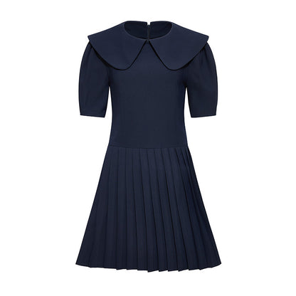 Element Summer Hepburn Doll Collar Design Professional Pleated Dress for Women Mid Length