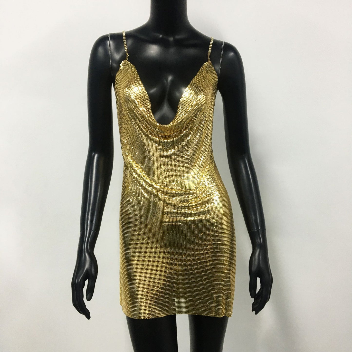 Dress Sexy Drill Chain Metal Sequin Dress Nightclub Sexy Liquid Dress