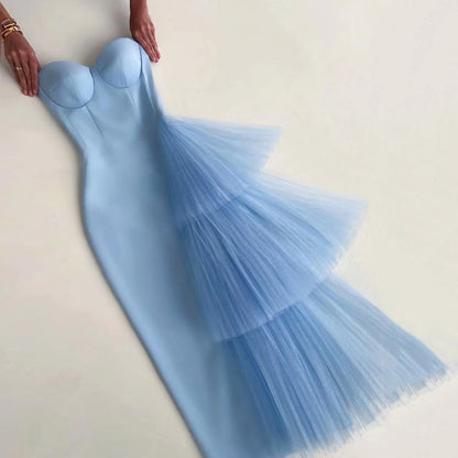 Robe une pièce à bandes, robe d'été élégante, coupe ajustée, sexy, taille haute, robe de soirée, haut tubulaire, robe en tulle