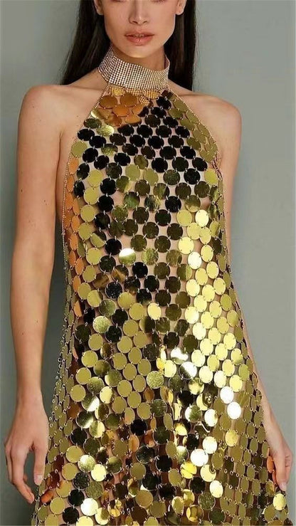 Robe à sequins cousue à la main pour boîte de nuit