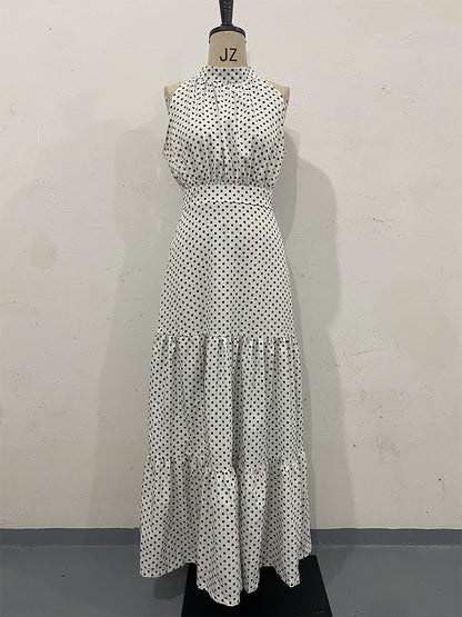 Spring Polka Dot Print Sleeveless Dress Women Dress