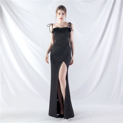 Robe de soirée en satin ajustable avec ceinture à double reliure et passants de ceinture