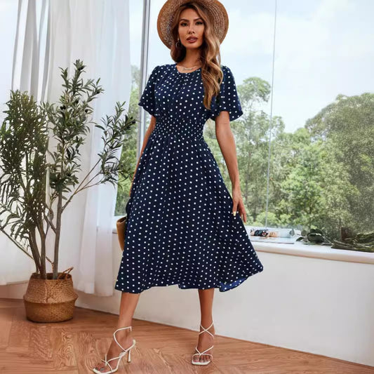 Women Summer Elegance Printing A Swing Waist Dress Women Clothing