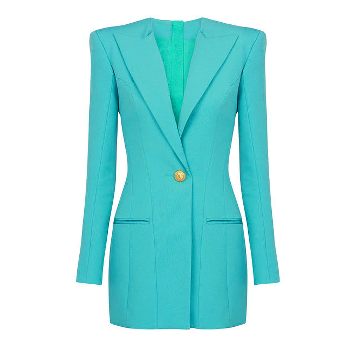 Printemps automne couleur unie à manches longues coupe ajustée bureau dames robe d'affaires femmes