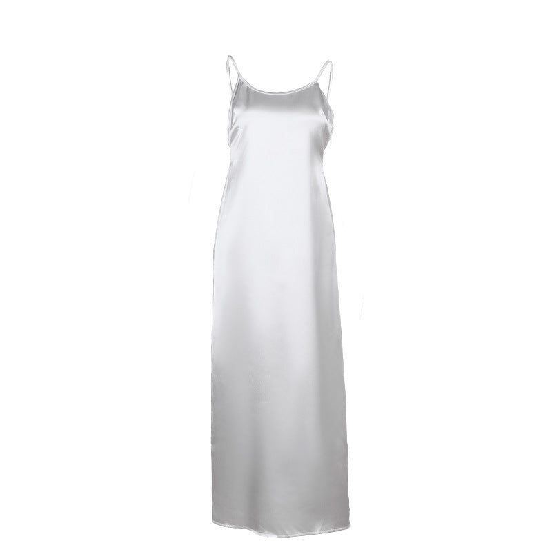 Robe Maxi d'été Sexy grande robe en Satin dos nu femmes