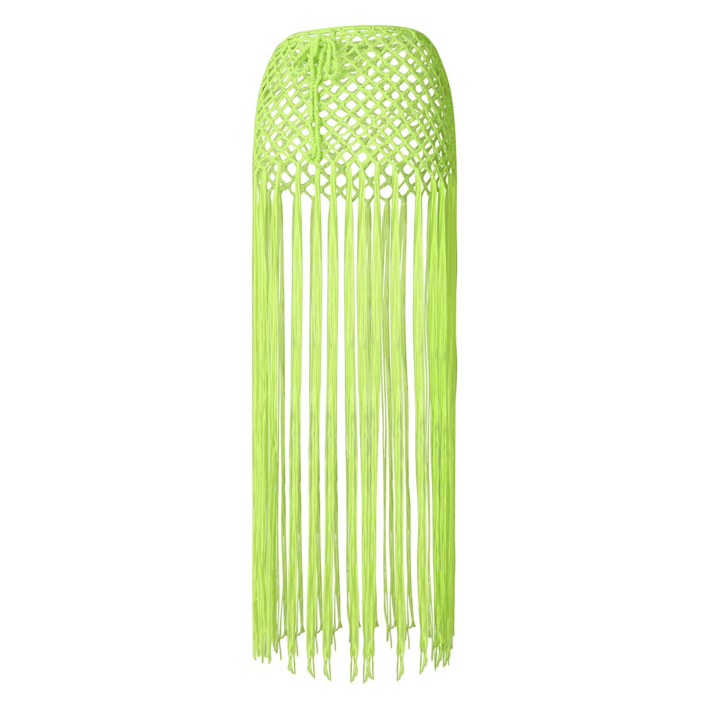 hirigin Summer Sexy Women's Sunscreen Beach Cover-Ups Skirts Crochet Cutout Solid Color Tassels Pool Beach Green Skirts