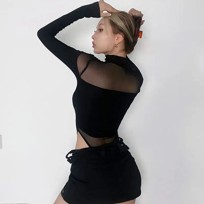 Sexy Hollow Bodysuit Skinny Long Sleeved