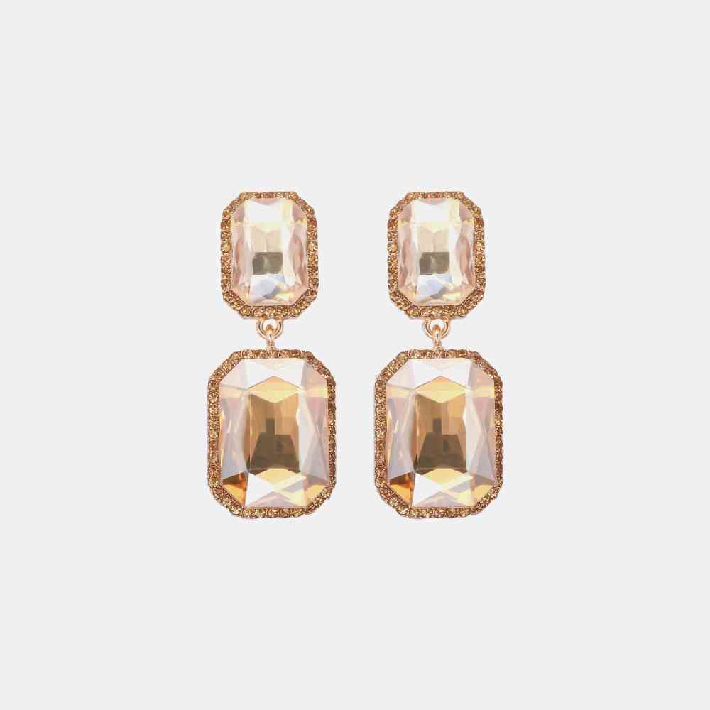 Geometrical Shape Glass Stone Dangle Earrings