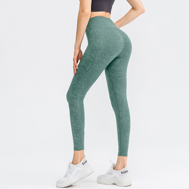 Leggings elásticos deportivos con levantamiento de cadera y cintura alta para yoga con estampado de sentido de mujer desnuda