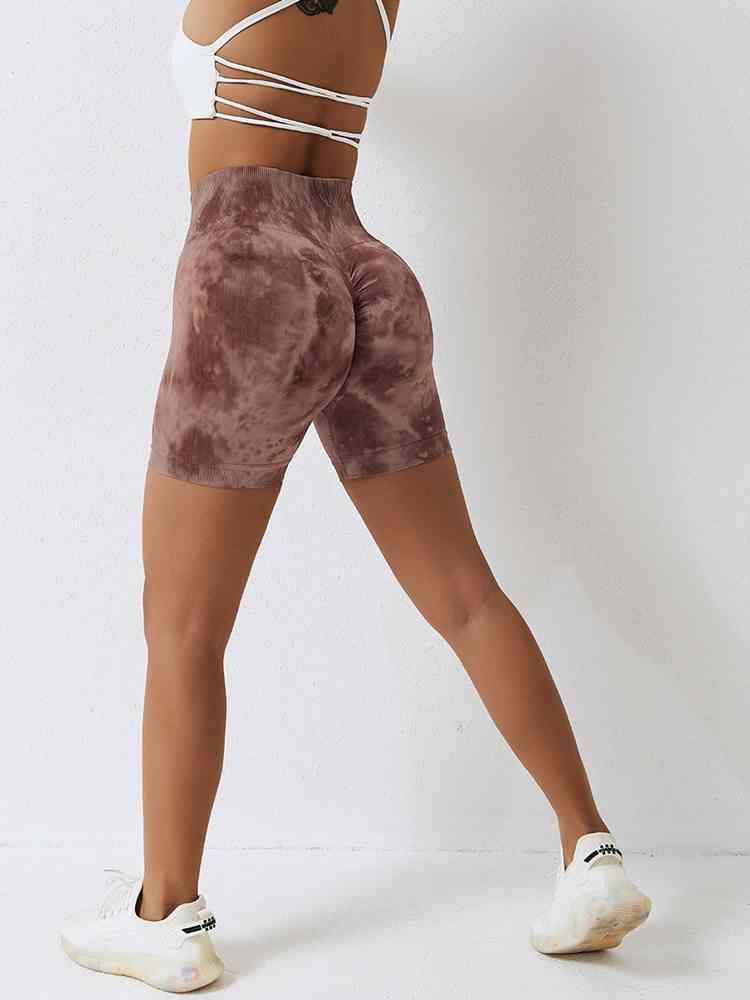 Short de sport coupe slim à large ceinture tie-dye