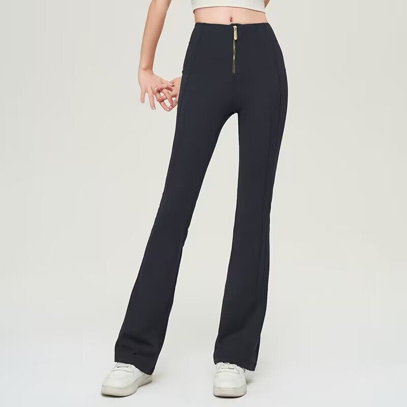 High Waist Zipper Bell-bottom Trousers For Women Slimming Butt