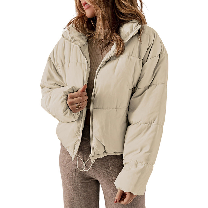 Abrigo de pan de invierno para mujer, ropa gruesa y cálida a juego, de ocio, Color sólido, con cuello levantado, acolchado de algodón, novedad