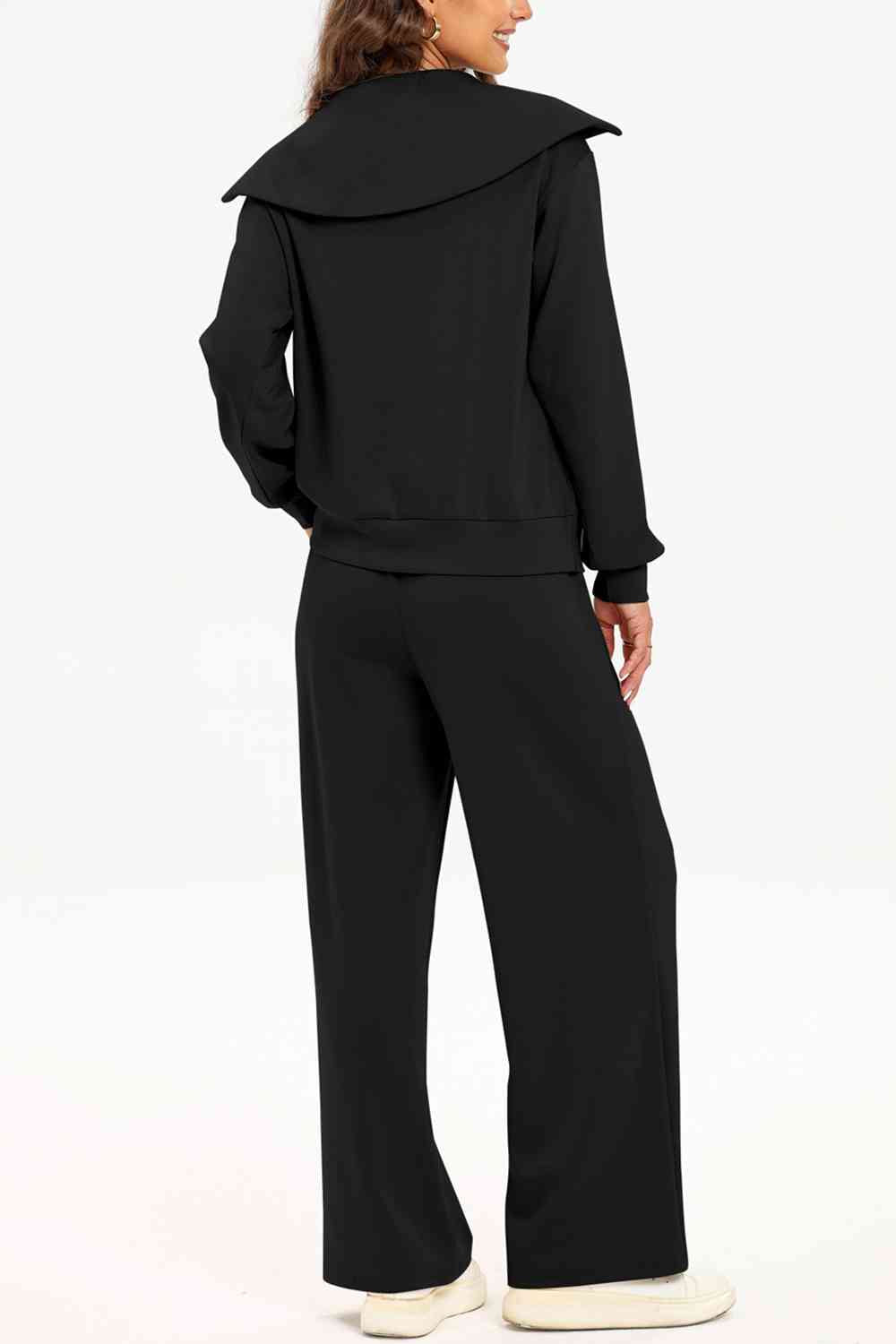 Ensemble sweat-shirt et pantalon à col demi-zippé