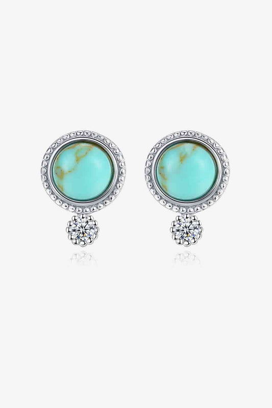 Boucles d'oreilles plaquées platine turquoise