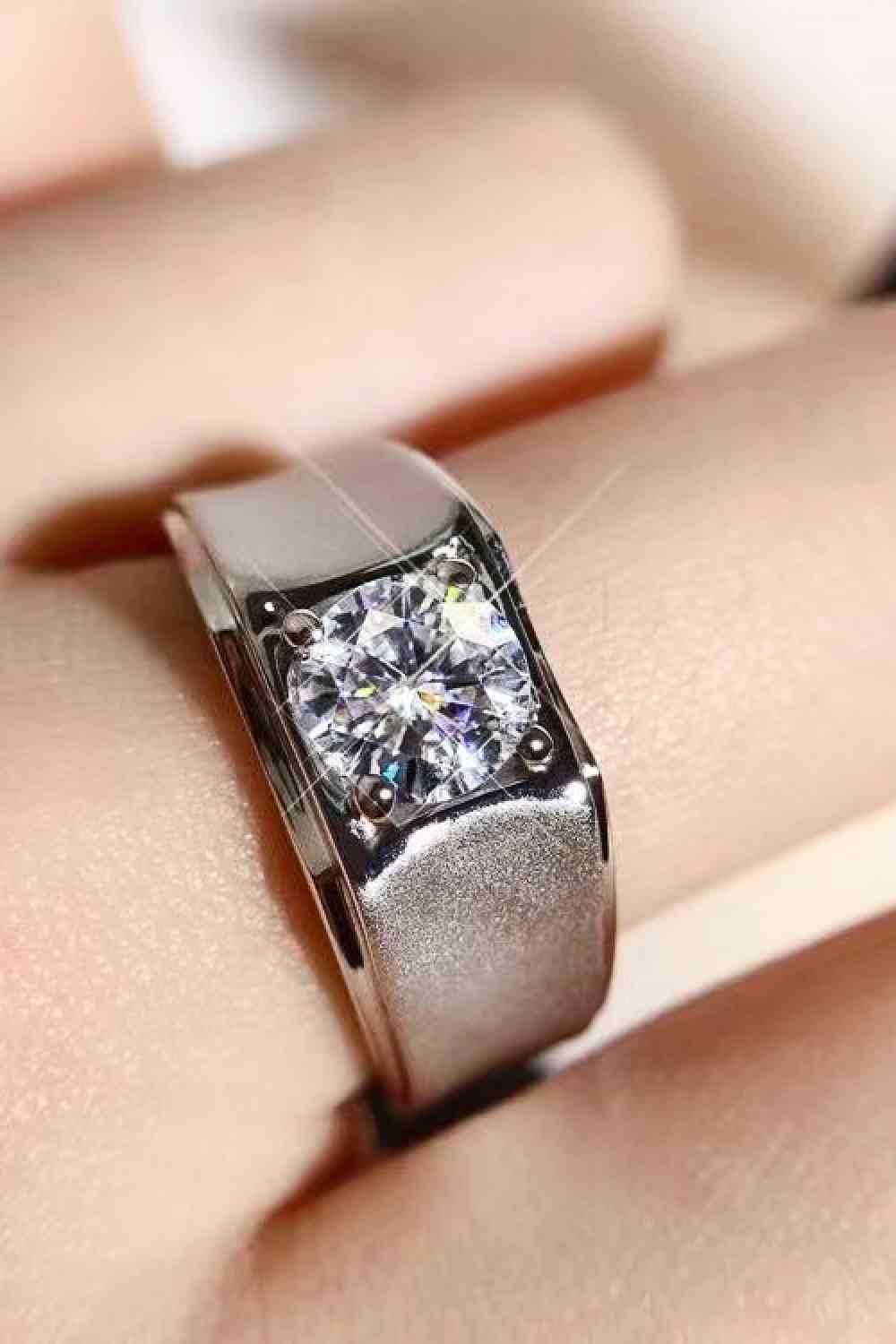 Bague large bande moissanite 1 carat