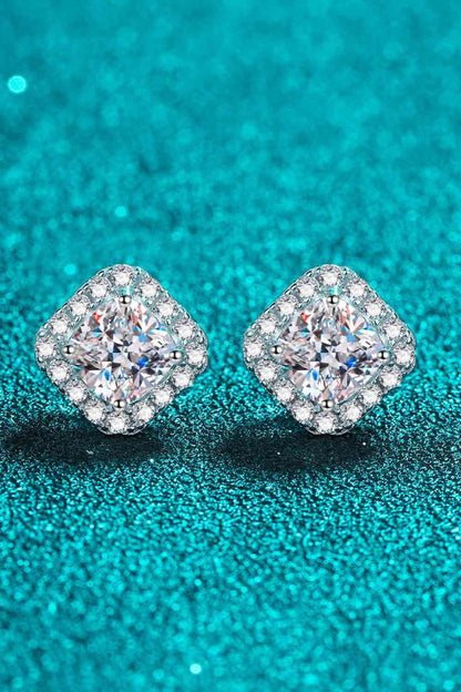 Boucles d'oreilles carrées en moissanite incrustée de 2 carats en argent sterling 925