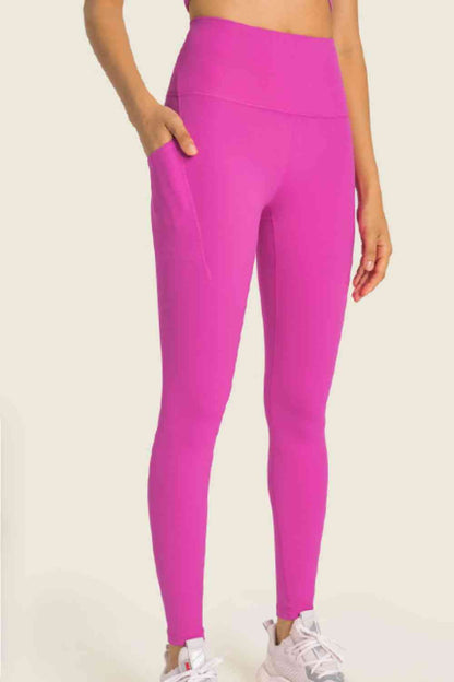 Leggings de yoga con bolsillo y cintura ancha de talle alto