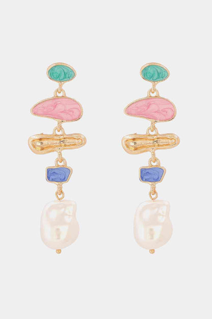 Abnormal Shape Zinc Alloy Synthetic Pearl Dangle Earrings