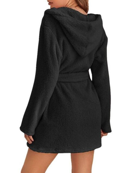 Robe à capuche avec lien à la taille