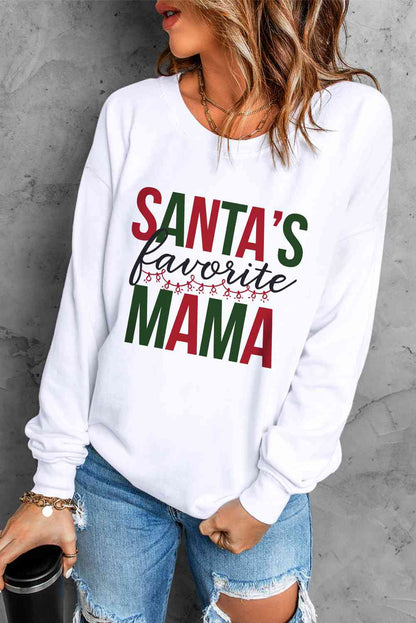 Sudadera gráfica MAMA FAVORITA DE SANTA