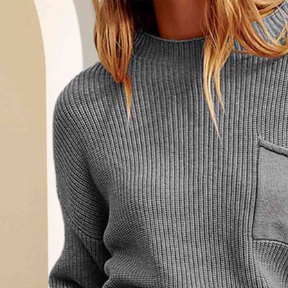 Pull en tricot côtelé à épaules tombantes