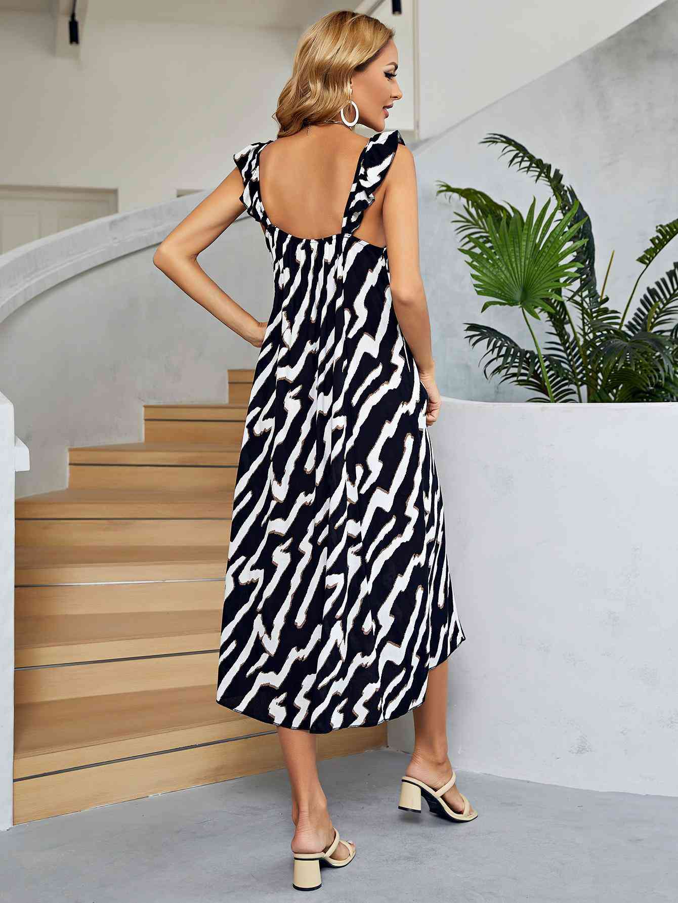 Robe midi bicolore à dos bas