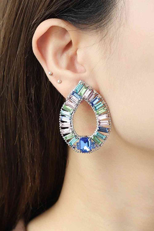 Boucles d'oreilles en pierre de verre multicolore