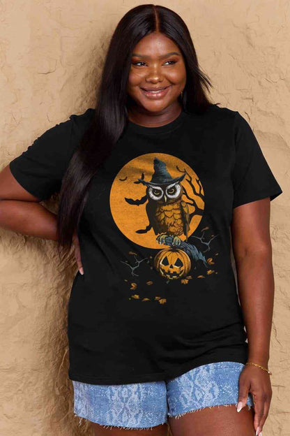 Camiseta de algodón con estampado de tema Holloween de tamaño completo de Simply Love