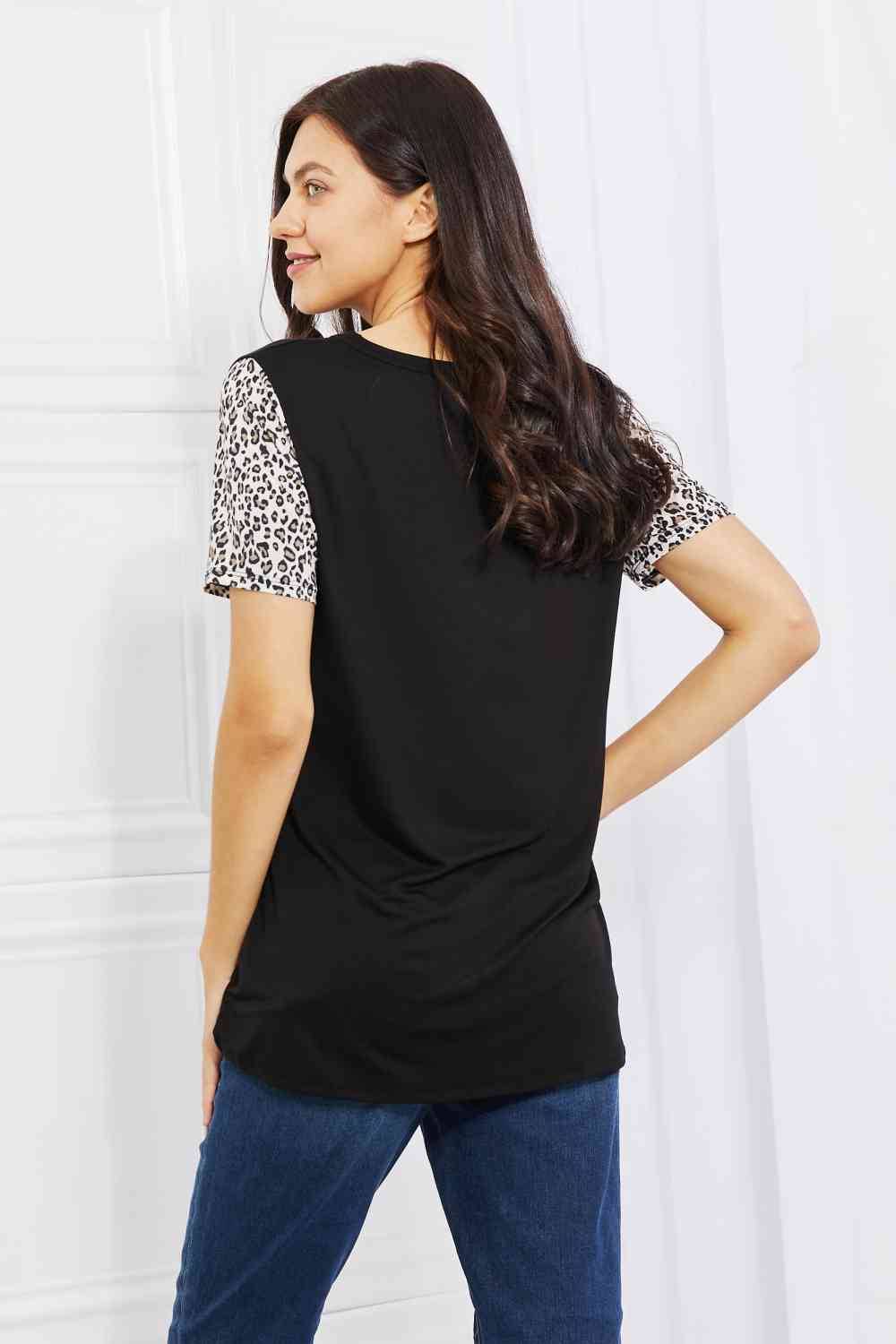 Heimish Full Size Animal Print Contrast Top