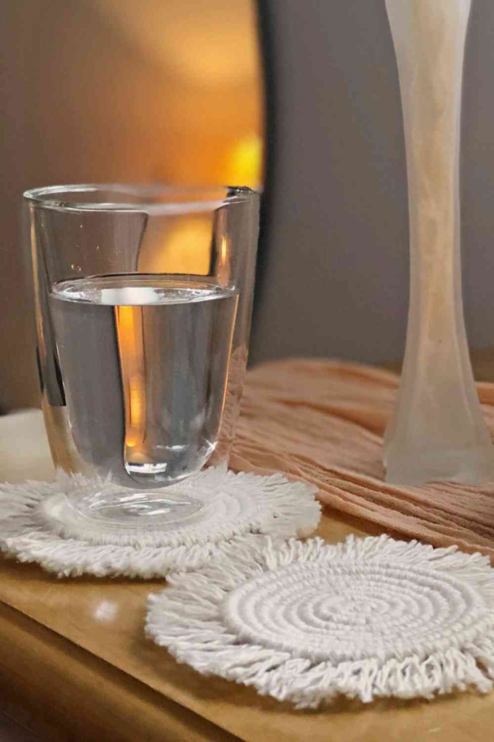 Tapis de tasse rond en macramé 2 pièces