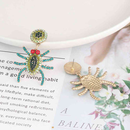 Spider Rhinestone Alloy Earrings