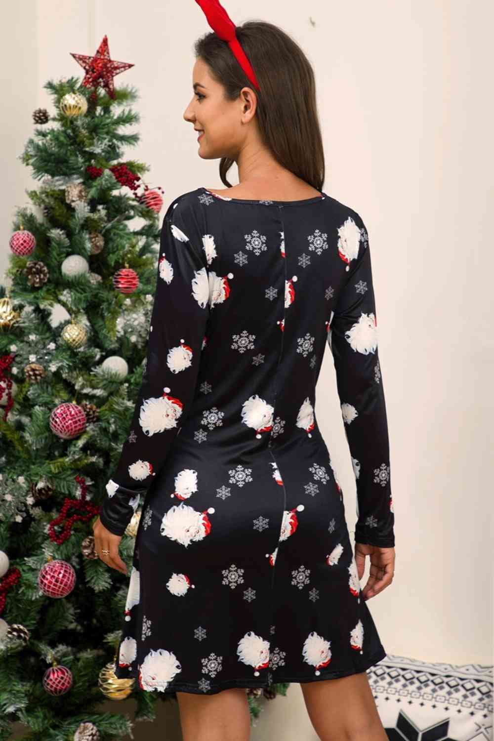 Vestido navideño de manga larga de tamaño completo