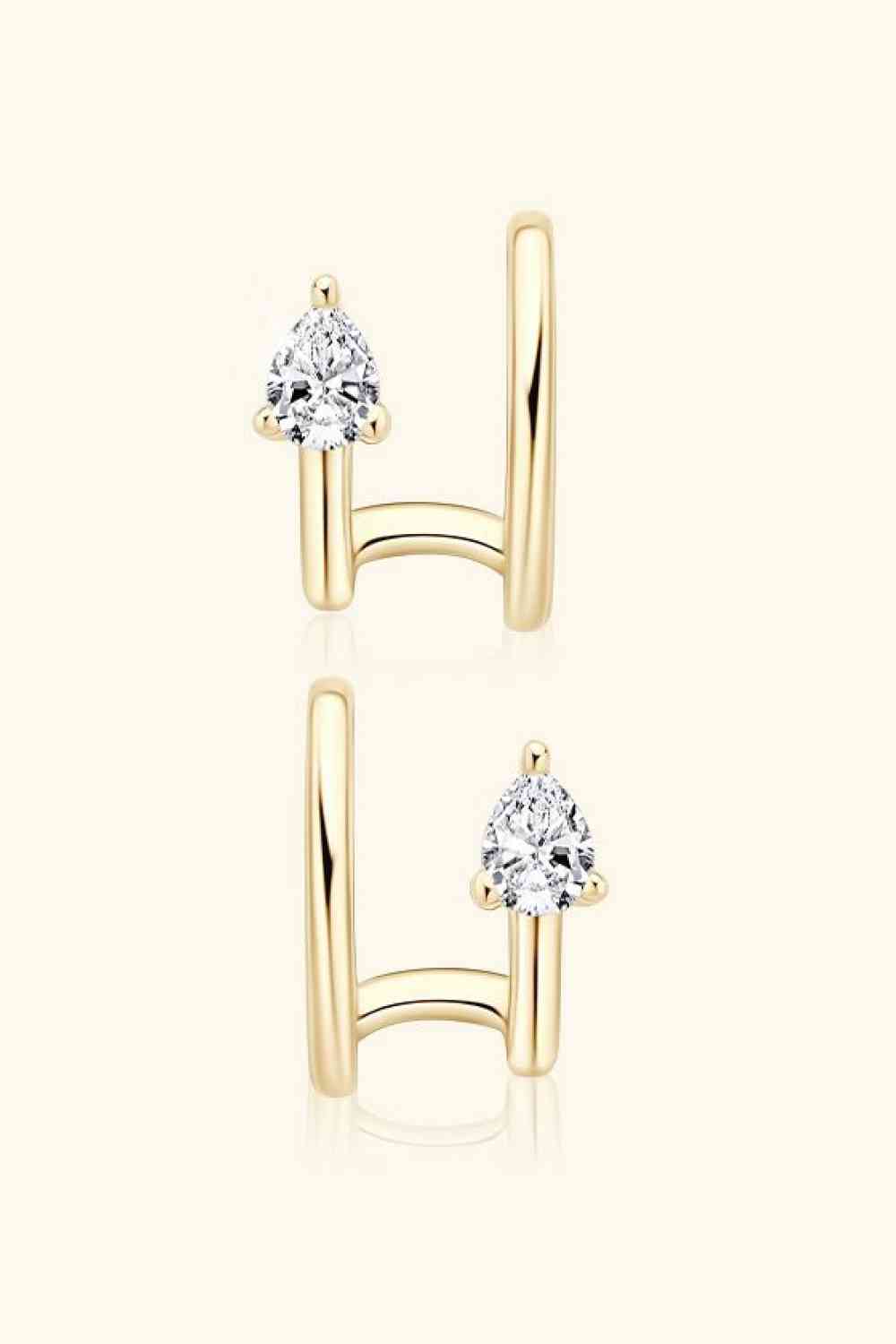 Boucles d'oreilles manchette en argent sterling 925 Moissanite