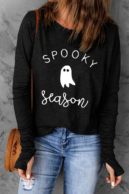 Camiseta de manga larga gráfica TEMPORADA SPOOKY