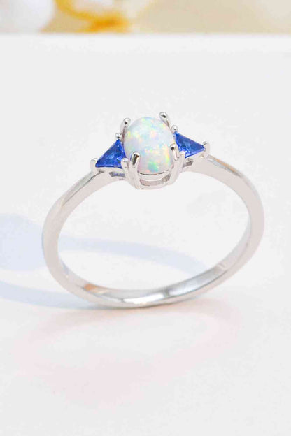 Contrast 925 Sterling Silver Opal Ring