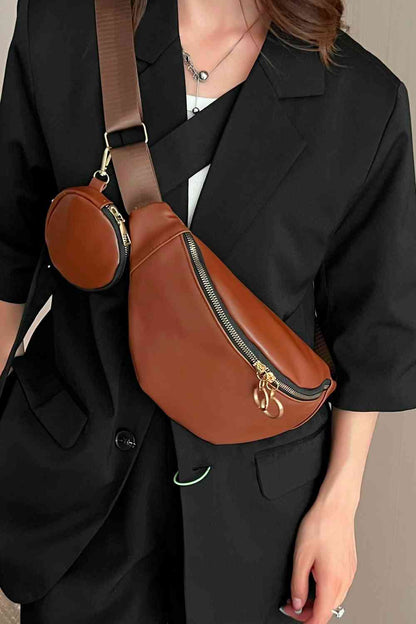 Sac à bandoulière en cuir PU avec petit sac à main