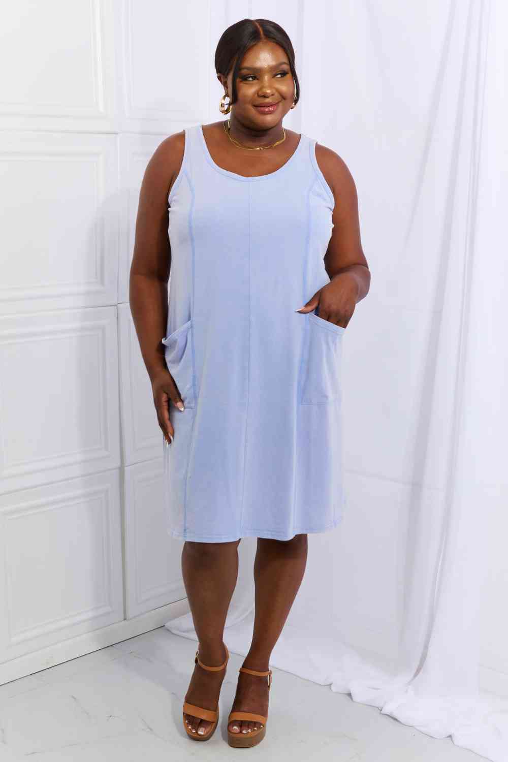 HEYSON Look Good, Feel Good Robe décontractée sans manches délavée pleine taille en pervenche