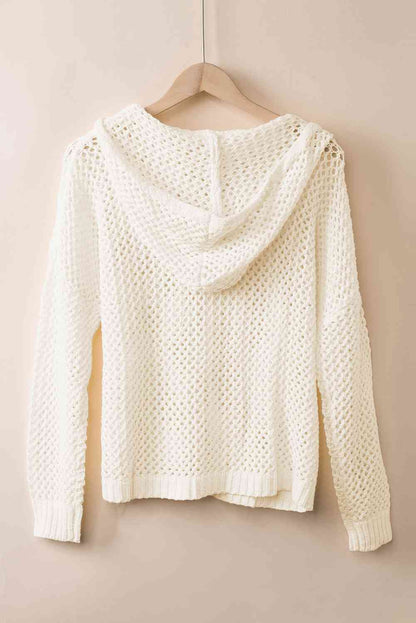 Pull à capuche ajouré à lacets