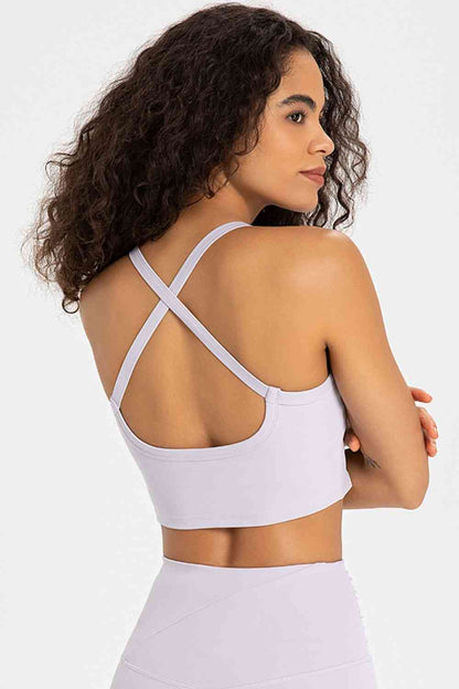 Soutien-gorge de sport à col en V et dos croisé